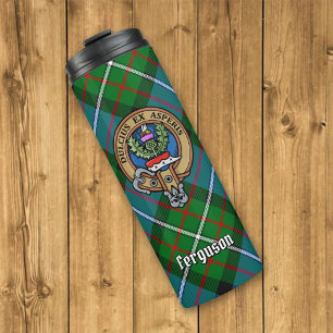Clan Ferguson Crest over Tartan Thermosbeker