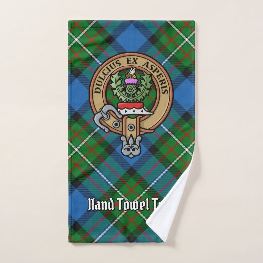 Clan Ferguson Crest sur Tartan (Serviette à main)