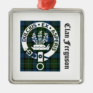 Clan Ferguson Crest Tartaankleed Metalen Ornament
