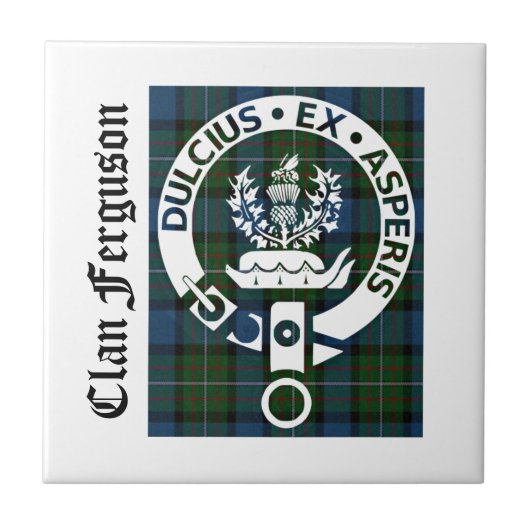 Clan Ferguson Crest Tartan Tegeltje (Voorkant)