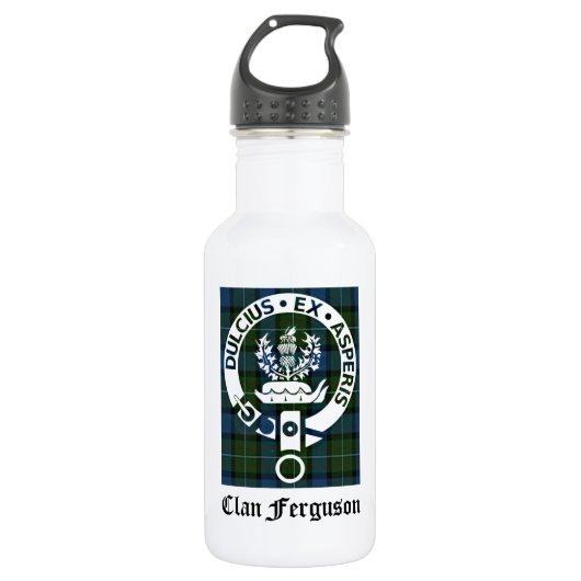 Clan Ferguson Crest Tartan Waterfles (Voorkant)