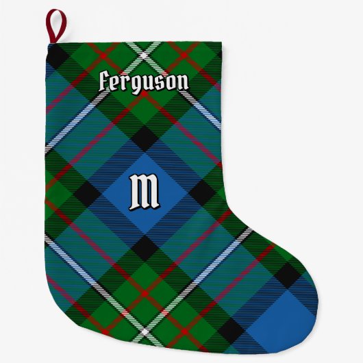 Clan Ferguson Tartan Kerstmis stoppen Grote Kerstsok (Voorkant)