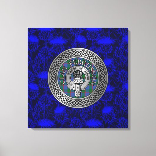 Clan Fergusson Crest & Tartan Knot op Thistle Canvas Afdruk (Voorkant)
