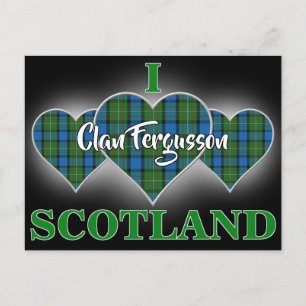 Clan Fergusson I Love Scotland Tartan Heart Briefkaart