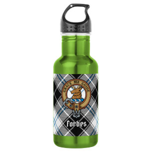 Clan Forbes Crest boven Dress Tartan Waterfles