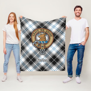 Clan Forbes Crest over jurk Tartan Fleece Deken