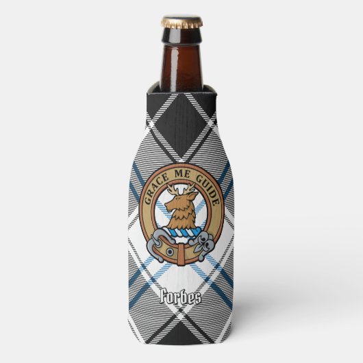Clan Forbes Crest over jurk Tartan Flesjeskoeler (Fles Voorkant)