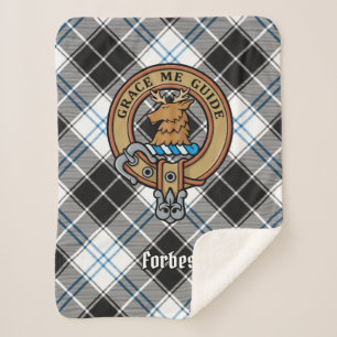 Clan Forbes Crest over jurk Tartan Sherpa Deken