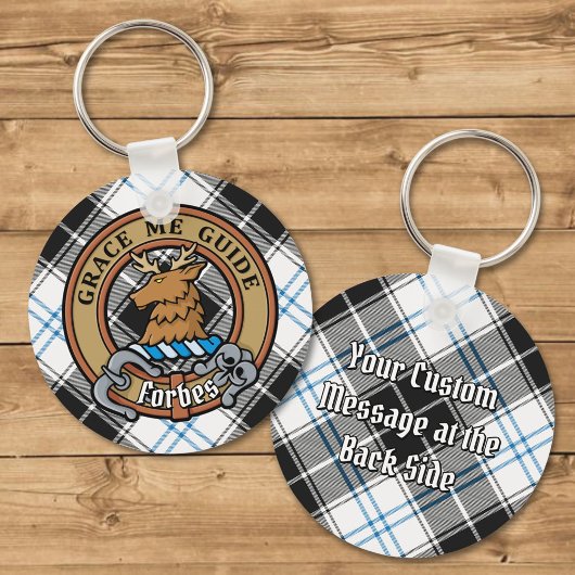 Clan Forbes Crest over jurk Tartan Sleutelhanger