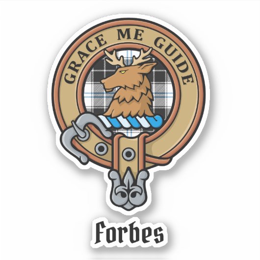 Clan Forbes Crest over jurk Tartan Sticker (Voorkant)