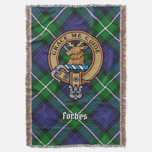 Clan Forbes Crest over Tartan Deken (Voorkant Verticaal)