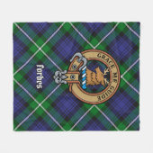 Clan Forbes Crest over Tartan Fleece Deken (Voorkant (Horizontaal))