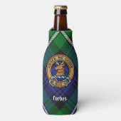 Clan Forbes Crest over Tartan Flesjeskoeler (Fles Voorkant)
