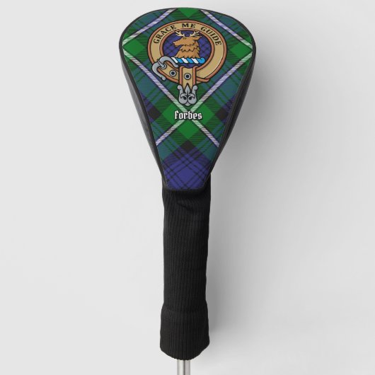 Clan Forbes Crest over Tartan Golfheadcover (Voorkant)