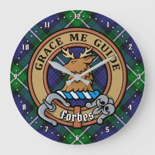 Clan Forbes Crest over Tartan Grote Klok