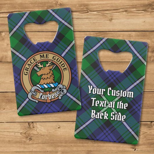 Clan Forbes Crest over Tartan Kredietkaart Flessenopener