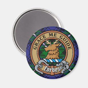 Clan Forbes Crest over Tartan Magneet