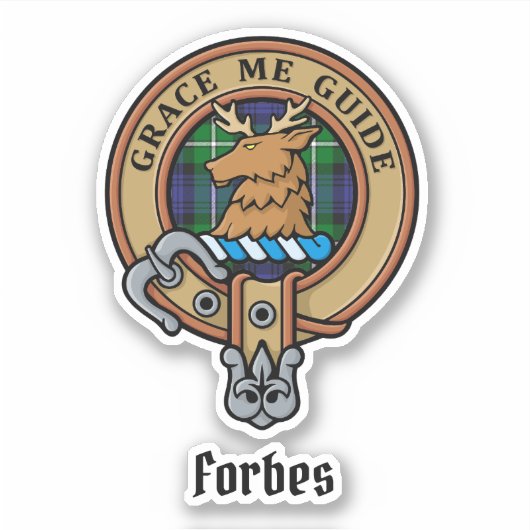 Clan Forbes Crest over Tartan Sticker (Voorkant)