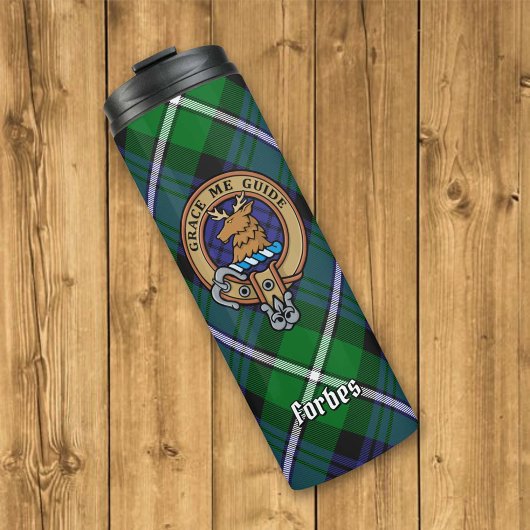 Clan Forbes Crest over Tartan Thermosbeker