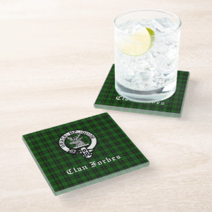 Clan Forbes Tartan en Crest Badge Glazen Onderzetter