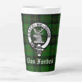 Clan Forbes Tartan en Crest Badge Latte Mok (Voorkant)