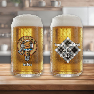 Clan Forbes Wapen over Dress Tartan Blikvorm Glas