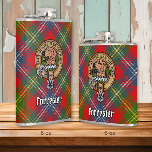 Clan Forrester Crest over Tartan Heupfles