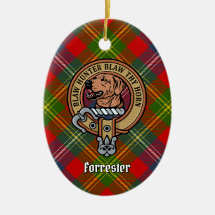 Clan Forrester Crest over Tartan Keramisch Ornament
