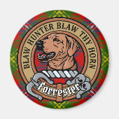 Clan Forrester Crest over Tartan Magneet (Voorkant)