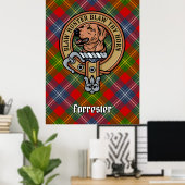 Clan Forrester Crest over Tartan Poster (Thuiskantoor)
