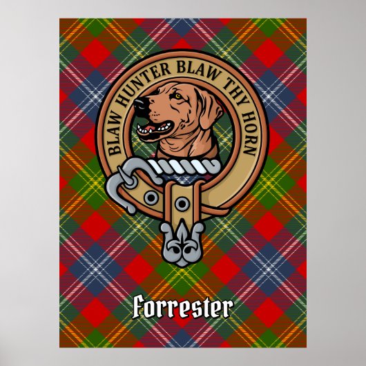 Clan Forrester Crest over Tartan Poster (Voorkant)