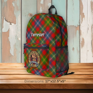 Clan Forrester Wapen over Tartan Bedrukte Rugzak