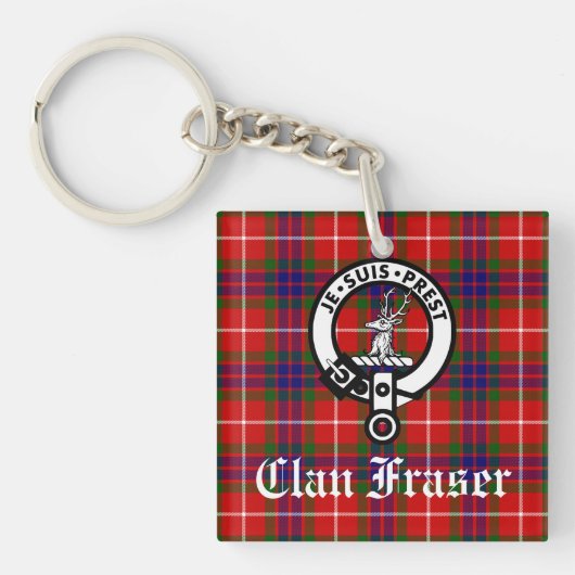 Clan Fraser Crest Badge en Tartan Sleutelhanger (voorkant)