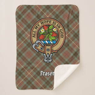 Clan Fraser Crest over de weesde jacht Tartan Sherpa Deken