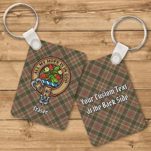 Clan Fraser Crest over de weesde jacht Tartan Sleutelhanger