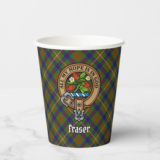 Clan Fraser Crest over het jagen van Tartankelepie Papieren Bekers (Voorkant)