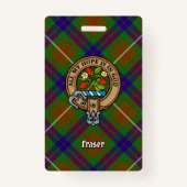 Clan Fraser Crest over jagen Tartan Badge (Voorkant)