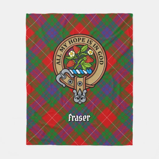 Clan Fraser Crest over Tartan Fleece Deken (Voorkant)