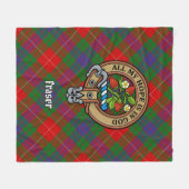 Clan Fraser Crest over Tartan Fleece Deken (Voorkant (Horizontaal))