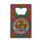 Clan Fraser Crest over Tartan Kredietkaart Flessenopener (Voorkant)