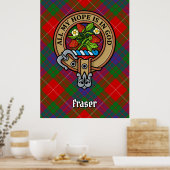 Clan Fraser Crest over Tartan Poster (Keuken)