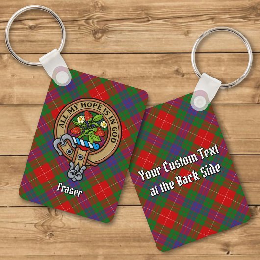 Clan Fraser Crest over Tartan Sleutelhanger