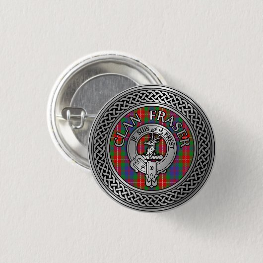 Clan Fraser Crest & Tartan Knot Button (Voorkant /achterkant)