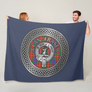 Clan Fraser Crest & Tartan Knot Fleece Blanket Deken