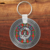 Clan Fraser Crest & Tartan Knot Sleutelhanger (Voorkant)