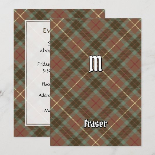 Clan Fraser Hunting Weathered Tartan Uitnodiging (Voorkant / Achterkant)