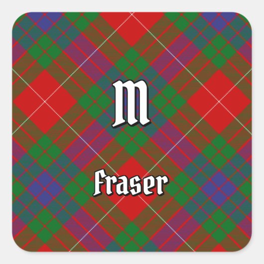 Clan Fraser Tartan Square Sticker (Voorkant)