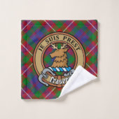Clan Fraser van Lovat Crest over Tartan Bad Handdoek (Wasdoekje)