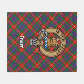 Clan Fraser van Lovat Crest over Tartan Fleece Deken (Voorkant (Horizontaal))