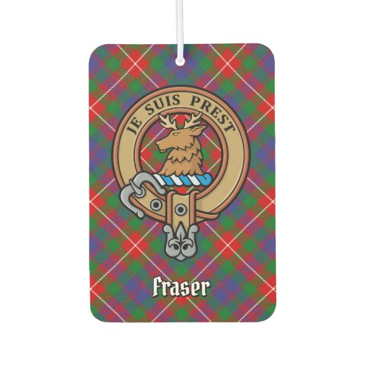 Clan Fraser van Lovat Crest over Tartan Luchtverfrisser (Voorkant)
